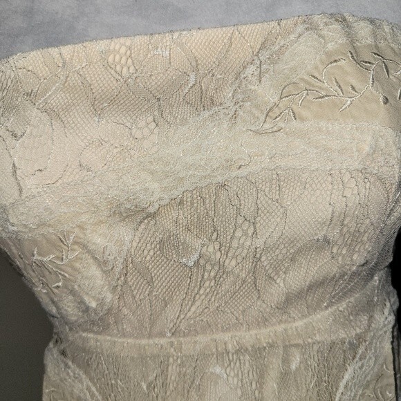 Ivory Cream Lucy & Co. Lucy Paris Lace strapless mini dress size Medium … - Picture 2 of 6